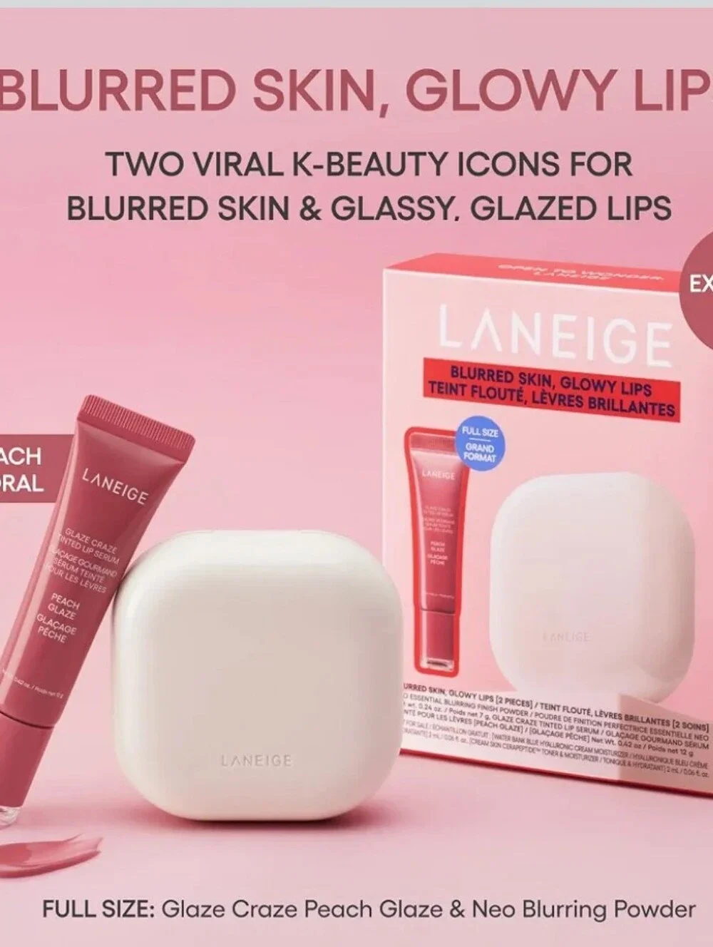 LANEIGE Glaze Craze Blurred Skin & Glowy Lips Set